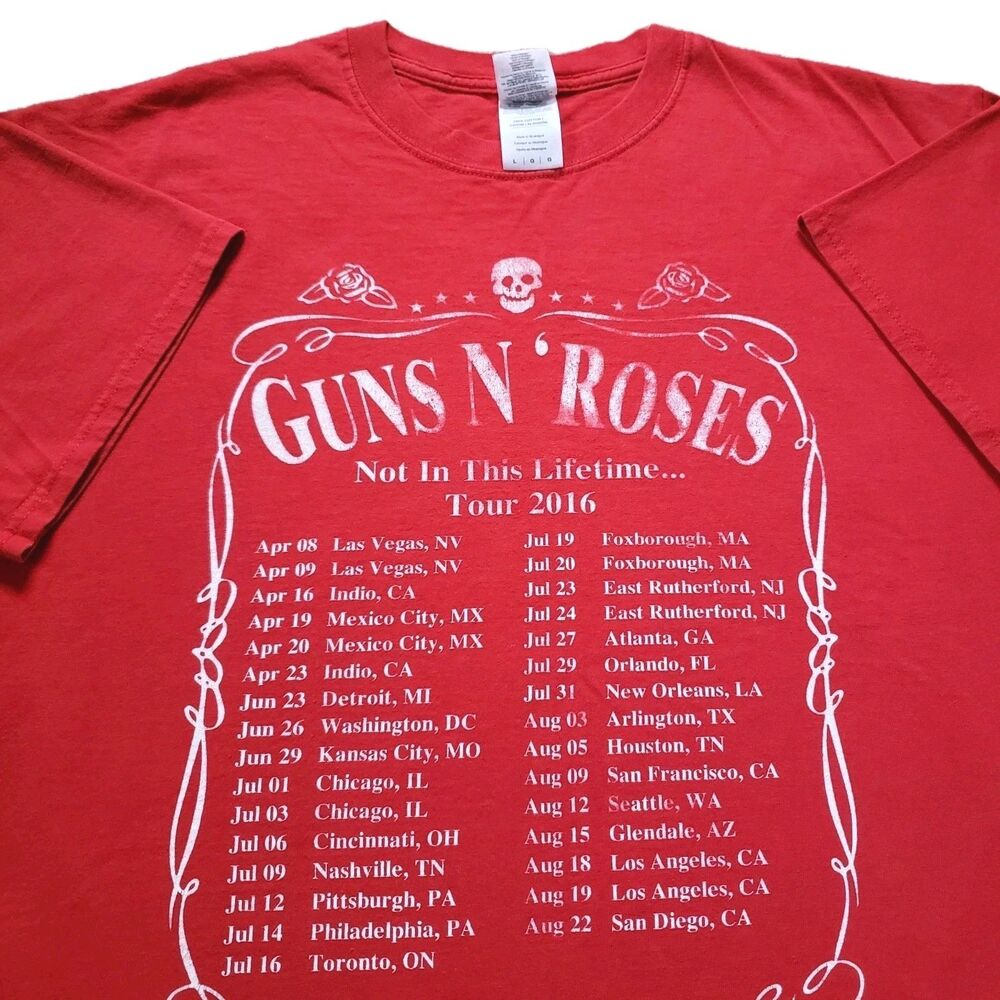 2016 Guns N Roses Not In This Lifetime Tour Sz Large Mens Red Variant T-Shirt